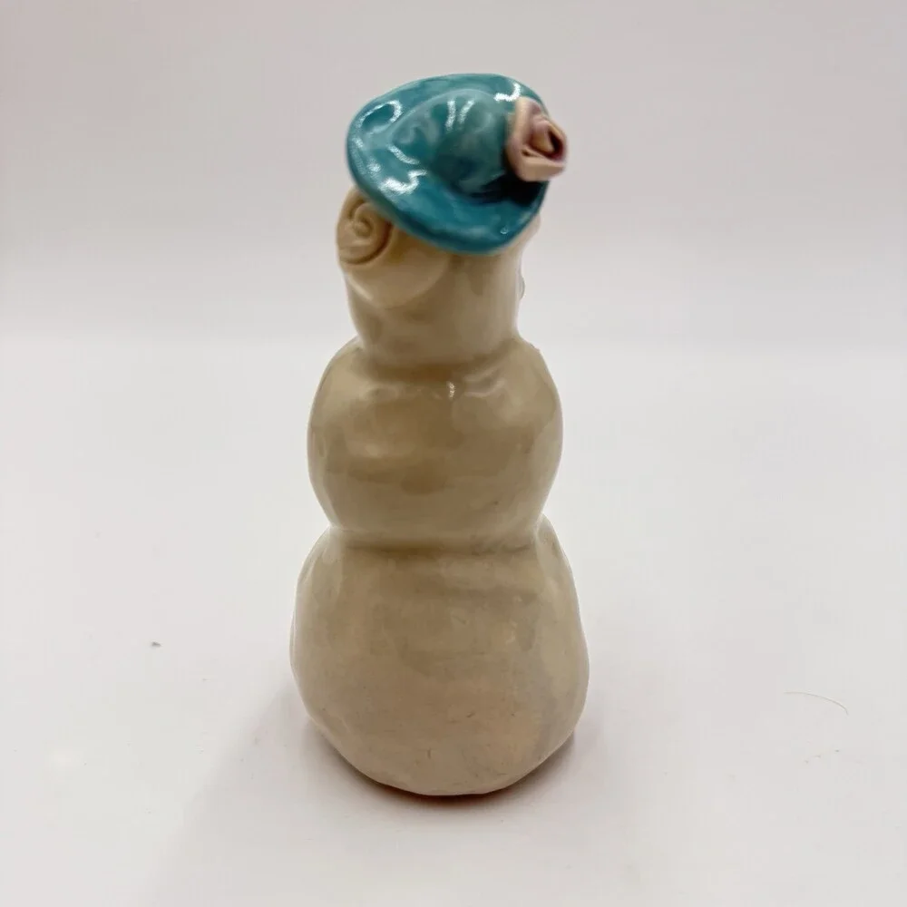 Rare Signed Studio Art Pottery Snowwoman Figurine B Clower 4.5in